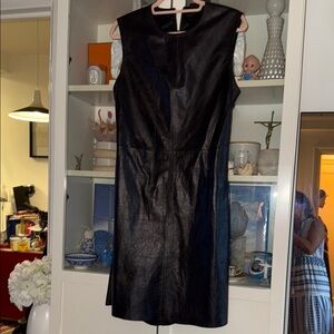 Helmut Lang Black Leather Open Back Dress Sz 10